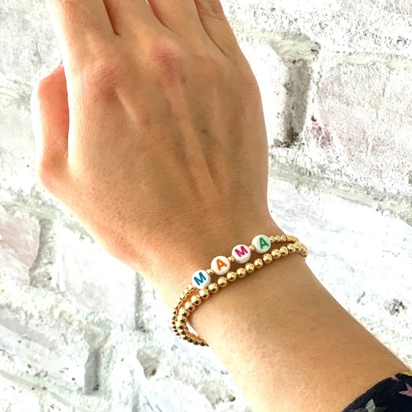 3mm Gold Filled “MAMA” stretchy Bracelet - Picture 3 of 3